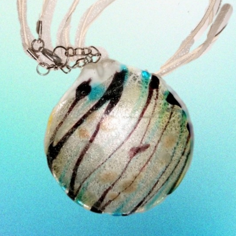 Murano Glass Black & Turquoise Pendant